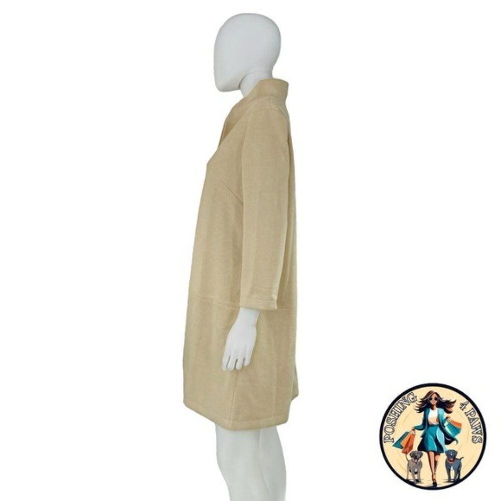 Tuckernuck NEW Bone Ivory Faux Suede Margot Collared 3/4 Sleeve Top Size M - Picture 4 of 10